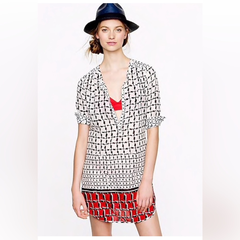 J. Crew White, Blue and Red White Lightweight Tunic
